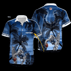 Personalized Indianapolis Colts Tropical Victory Wave Hawaiian Shirt