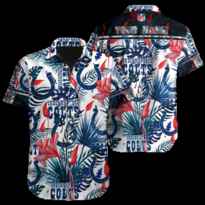 Personalized Indianapolis Colts Tropical Wave Hawaiian Shirt