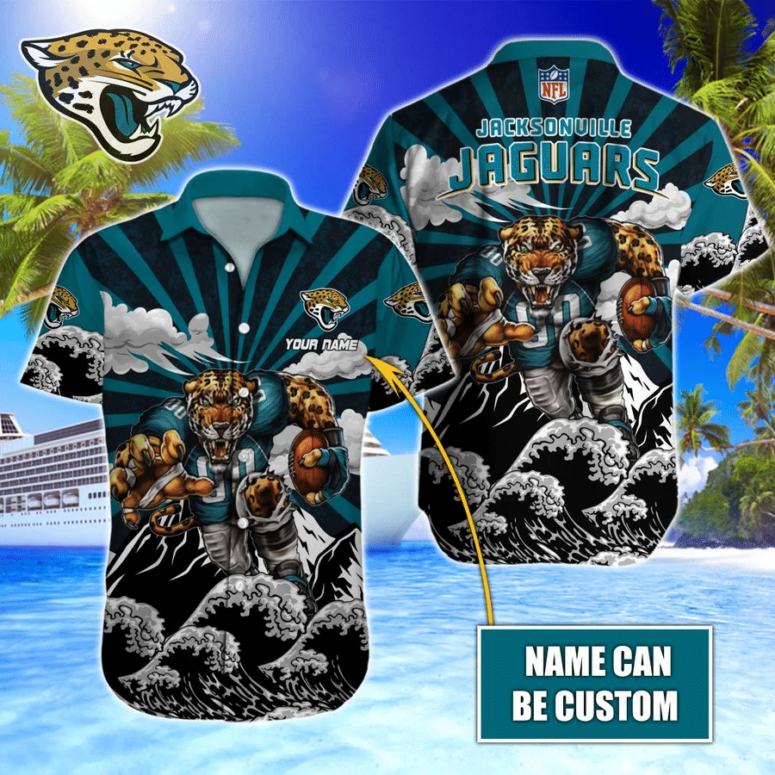 Personalized Jacksonville Jaguars Storm Runner Hawaiian Shirt Personalized Jacksonville Jaguars Storm Runner Hawaiian Shirt