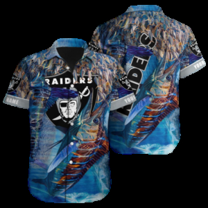 Personalized Las Vegas Raiders Marlin Frenzy Hawaiian Shirt