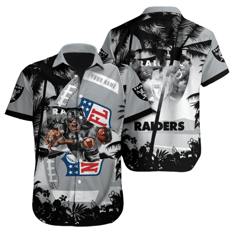 Personalized Las Vegas Raiders Palm Blitz Hawaiian Shirt Personalized Las Vegas Raiders Palm Blitz Hawaiian Shirt