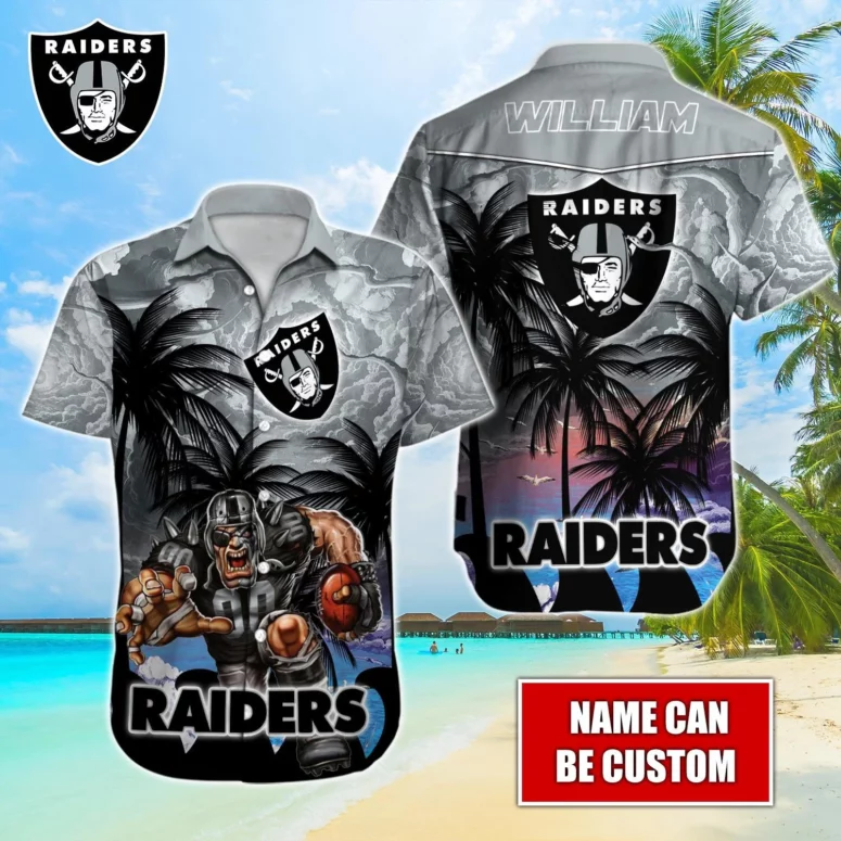 Personalized Las Vegas Raiders Sunset Thunder Hawaiian Shirt Personalized Las Vegas Raiders Sunset Thunder Hawaiian Shirt