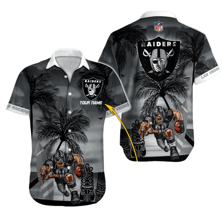 Personalized Las Vegas Raiders Tribal Sunset Hawaiian Shirt Personalized Las Vegas Raiders Tribal Sunset Hawaiian Shirt