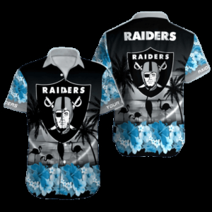 Personalized Las Vegas Raiders Tropical Glow Hawaiian Shirt