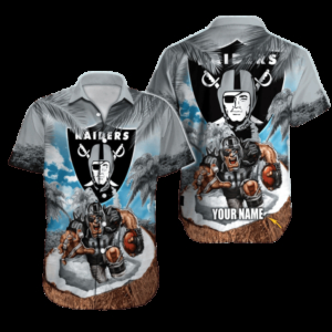 Personalized Las Vegas Raiders Tropical Island Blitz Hawaiian Shirt