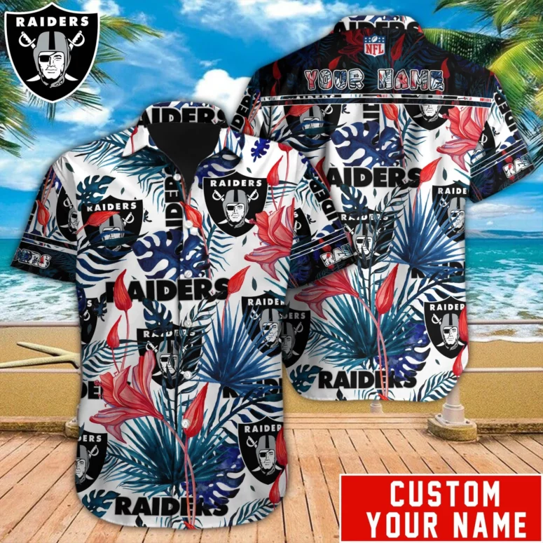 Personalized Las Vegas Raiders Vibrant Jungle Hawaiian Shirt Personalized Las Vegas Raiders Vibrant Jungle Hawaiian Shirt