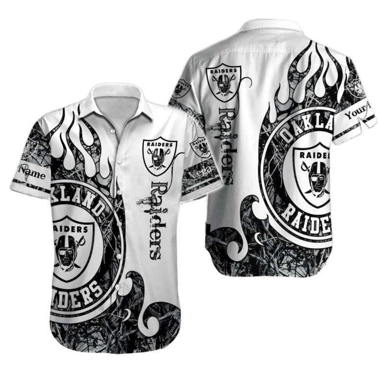 Personalized Las Vegas Raiders Vintage Flame Hawaiian Shirt Personalized Las Vegas Raiders Vintage Flame Hawaiian Shirt