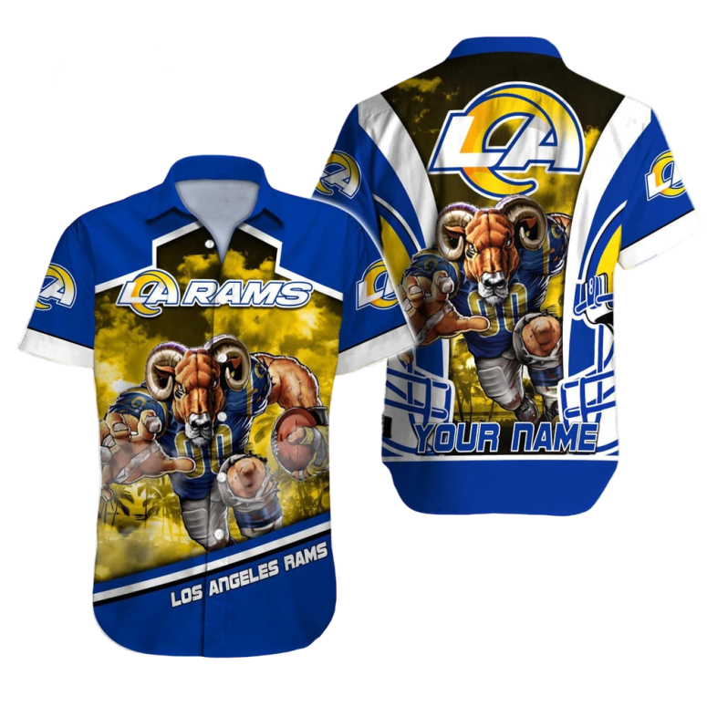 Personalized Los Angeles Rams Fierce Mascot Hawaiian Shirt Personalized Los Angeles Rams Fierce Mascot Hawaiian Shirt