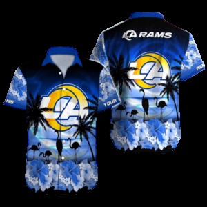 Personalized Los Angeles Rams Flamingo Dusk Hawaiian Shirt