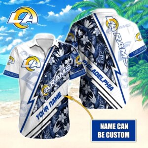Personalized Los Angeles Rams Lightning Floral Hawaiian Shirt