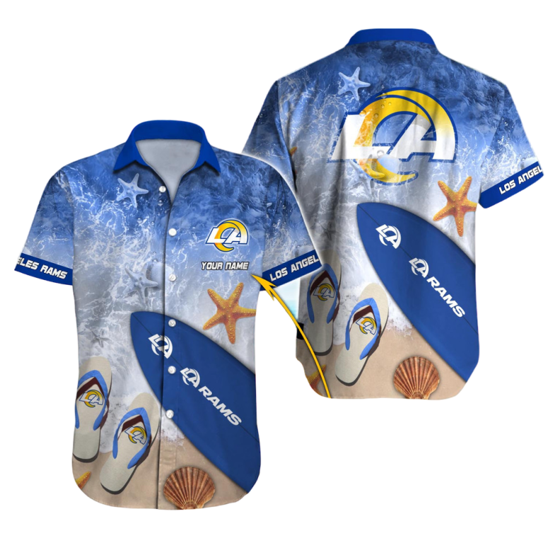 Personalized Los Angeles Rams Ocean Wave Hawaiian Shirt Personalized Los Angeles Rams Ocean Wave Hawaiian Shirt