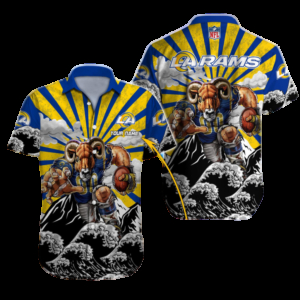 Personalized Los Angeles Rams Rising Sun Hawaiian Shirt