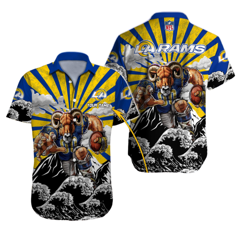 Personalized Los Angeles Rams Rising Sun Hawaiian Shirt Personalized Los Angeles Rams Rising Sun Hawaiian Shirt
