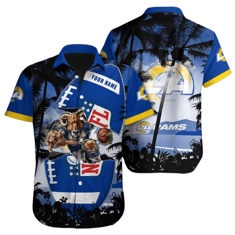Personalized Los Angeles Rams Shield Pride Hawaiian Shirt Personalized Los Angeles Rams Shield Pride Hawaiian Shirt