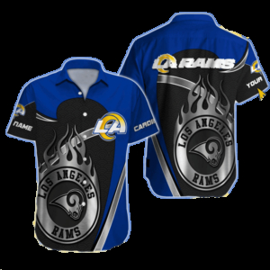 Personalized Los Angeles Rams Silver Flame Hawaiian Shirt