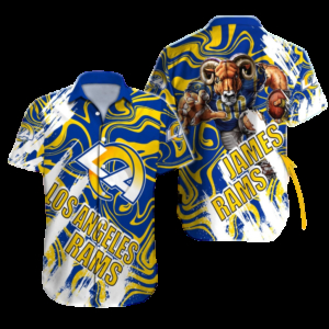 Personalized Los Angeles Rams Swirl Blitz Hawaiian Shirt