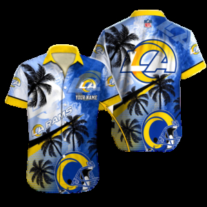 Personalized Los Angeles Rams Tropical Wave Hawaiian Shirt
