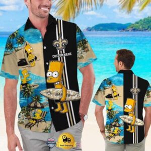 Personalized New Orleans Saints Bart Simpson Tropical Hawaiian Shirt