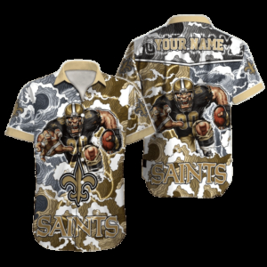 Personalized New Orleans Saints Camo Warrior Hawaiian Shirt