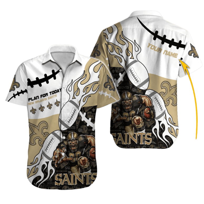 Personalized New Orleans Saints Game Plan Flame Hawaiian Shirt Personalized New Orleans Saints Game Plan Flame Hawaiian Shirt