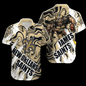 Personalized New Orleans Saints Golden Swirl Hawaiian Shirt