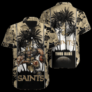 Personalized New Orleans Saints Golden Tropic Bloom Hawaiian Shirt