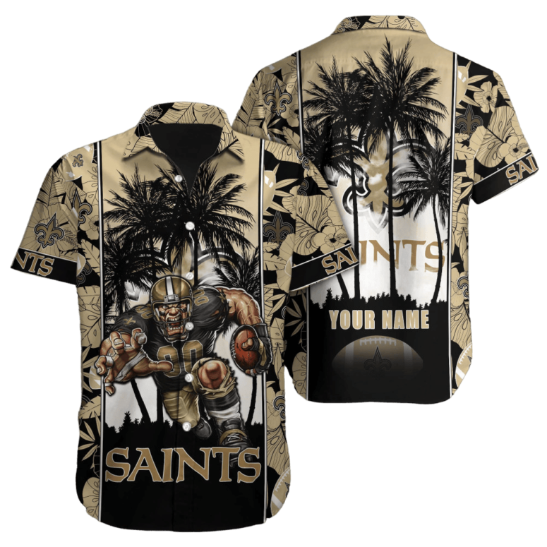 Personalized New Orleans Saints Golden Tropic Bloom Hawaiian Shirt Personalized New Orleans Saints Golden Tropic Bloom Hawaiian Shirt