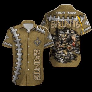 Personalized New Orleans Saints Gridiron Stitch Hawaiian Shirt