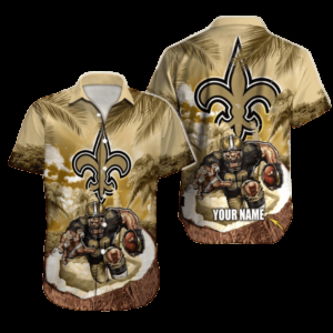 Personalized New Orleans Saints Gridiron Tropic Hawaiian Shirt