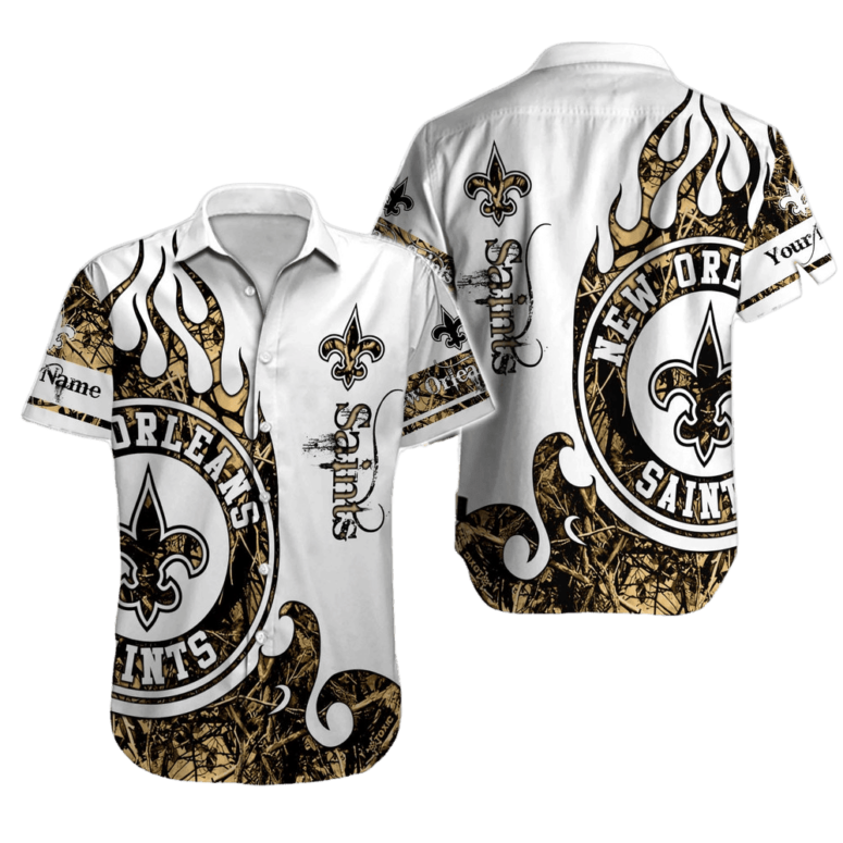Personalized New Orleans Saints Inferno Crest Hawaiian Shirt Personalized New Orleans Saints Inferno Crest Hawaiian Shirt
