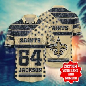 Personalized New Orleans Saints Legacy Stripe Hawaiian Shirt