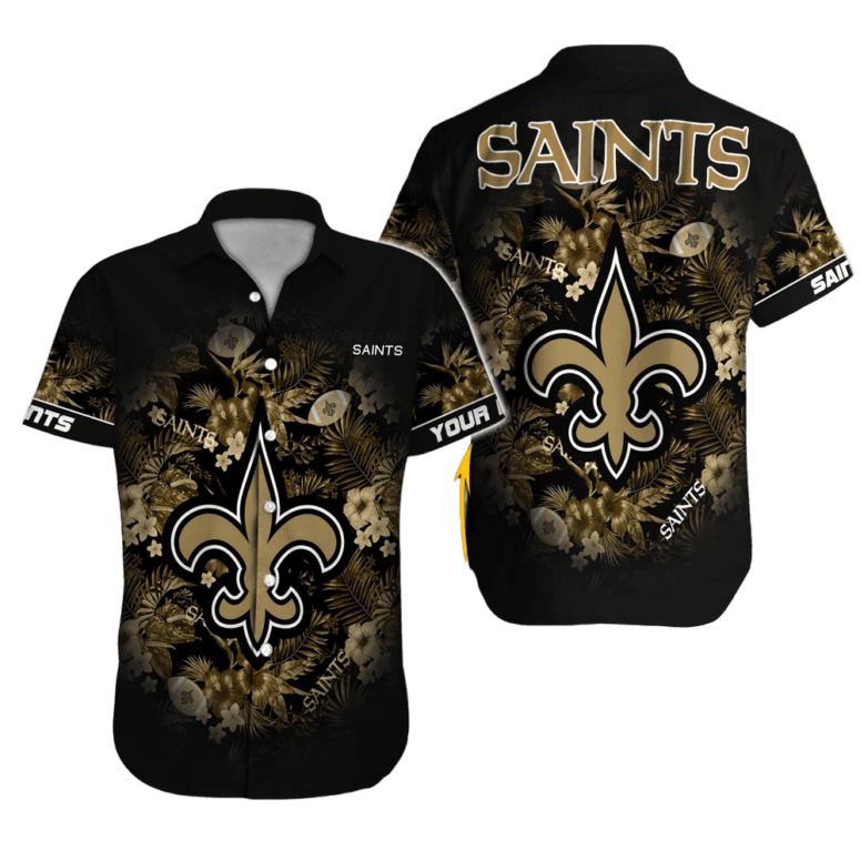Personalized New Orleans Saints Midnight Bloom Hawaiian Shirt Personalized New Orleans Saints Midnight Bloom Hawaiian Shirt