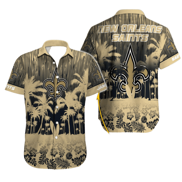 Personalized New Orleans Saints Palm Paradise Hawaiian Shirt Personalized New Orleans Saints Palm Paradise Hawaiian Shirt
