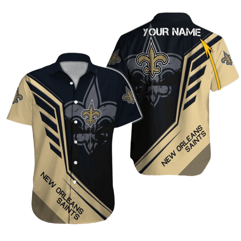 Personalized New Orleans Saints Shadow Crest Hawaiian Shirt Personalized New Orleans Saints Shadow Crest Hawaiian Shirt