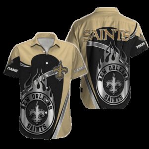 Personalized New Orleans Saints Silver Flame Hawaiian Shirt