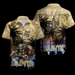 Personalized New Orleans Saints Sunset Blitz Hawaiian Shirt