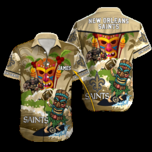 Personalized New Orleans Saints Tiki Wave Hawaiian Shirt