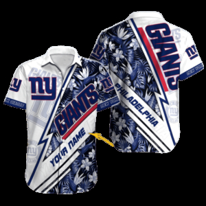 Personalized New York Giants Floral Blitz Hawaiian Shirt