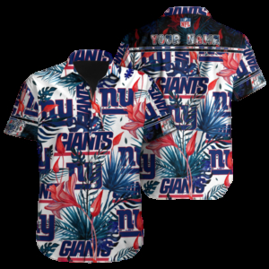Personalized New York Giants Floral Frenzy Hawaiian Shirt