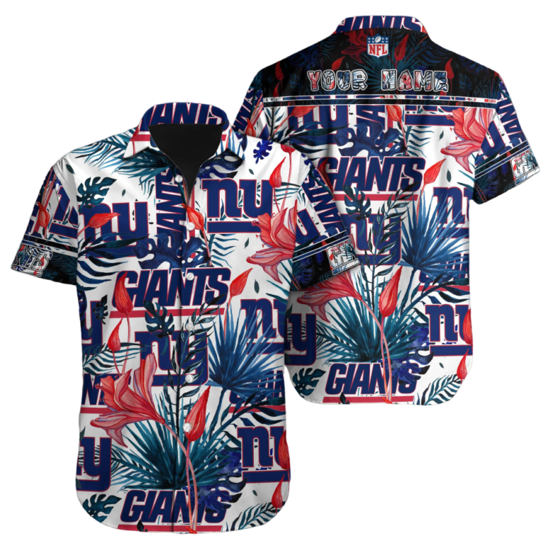 Personalized New York Giants Floral Frenzy Hawaiian Shirt Personalized New York Giants Floral Frenzy Hawaiian Shirt