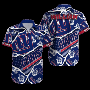 Personalized New York Giants Retro Floral Hawaiian Shirt