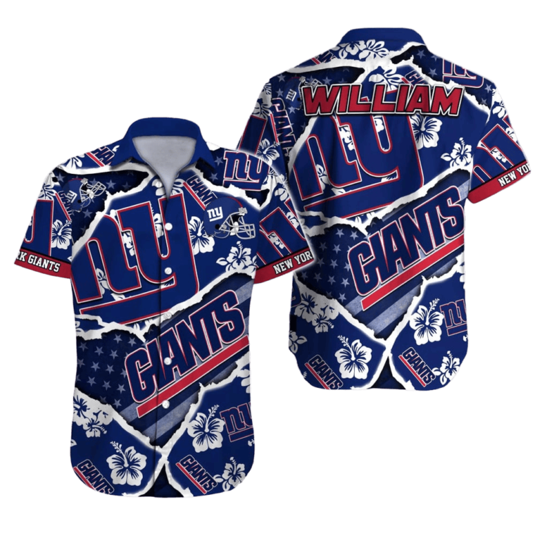 Personalized New York Giants Retro Floral Hawaiian Shirt Personalized New York Giants Retro Floral Hawaiian Shirt