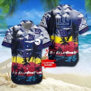 Personalized New York Giants Sunset Beach Vibes Hawaiian Shirt