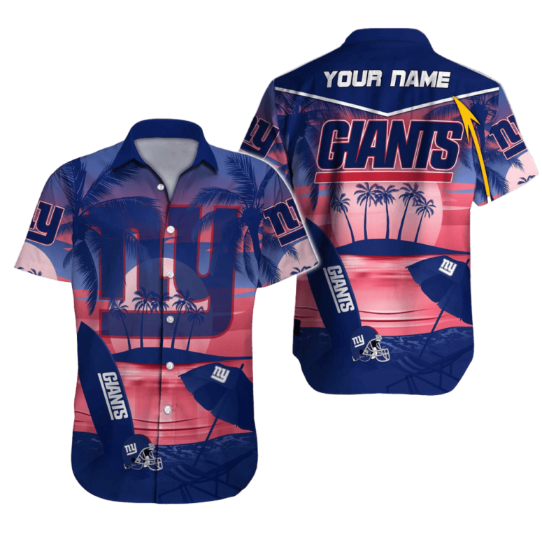 Personalized New York Giants Sunset Paradise Hawaiian Shirt Personalized New York Giants Sunset Paradise Hawaiian Shirt