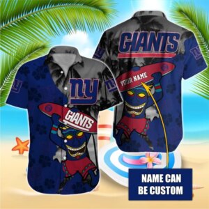 Personalized New York Giants Tropical Surf Hawaiian Shirt