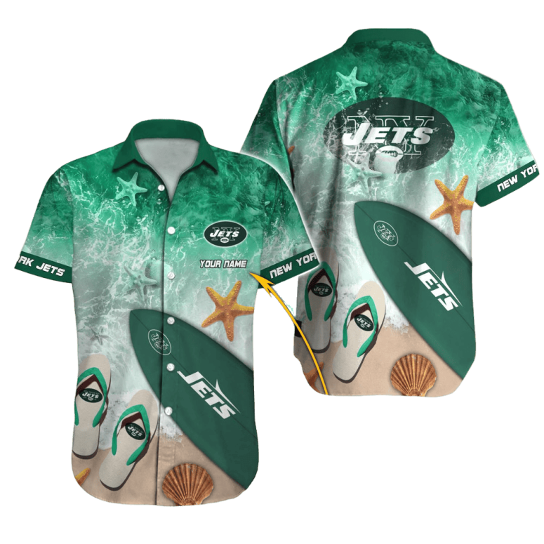 Personalized New York Jets Beach Wave Hawaiian Shirt Personalized New York Jets Beach Wave Hawaiian Shirt