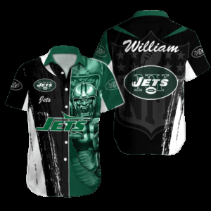Personalized New York Jets Gridiron Star Hawaiian Shirt