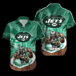 Personalized New York Jets Island Blitz Hawaiian Shirt