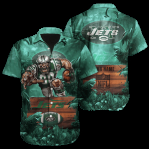 Personalized New York Jets Jungle Warrior Hawaiian Shirt
