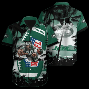 Personalized New York Jets Palms and Action Hawaiian Shirt